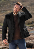 Contrast shoulder panel blazer, black color view