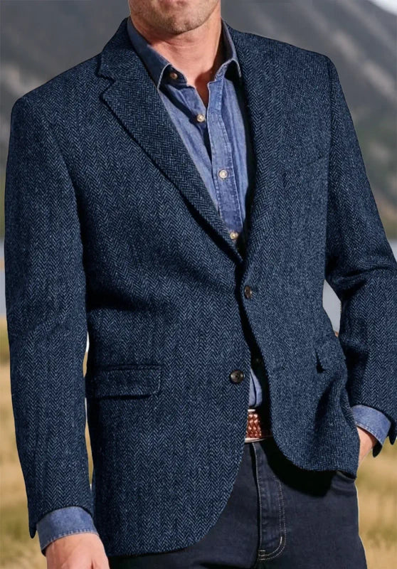 Notch lapel two-button blazer, blue color view