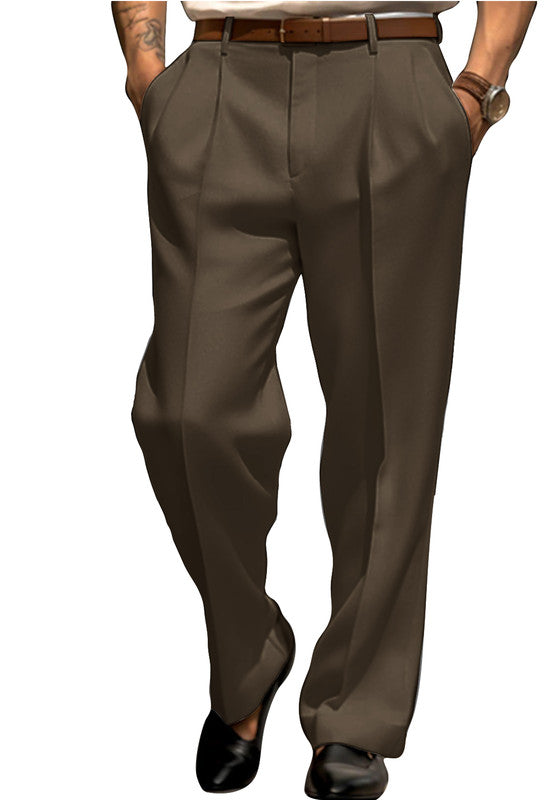 Slim fit dress trousers, brown color view
