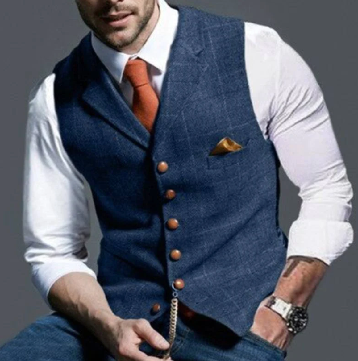 Men's Button Front Tailored Vest