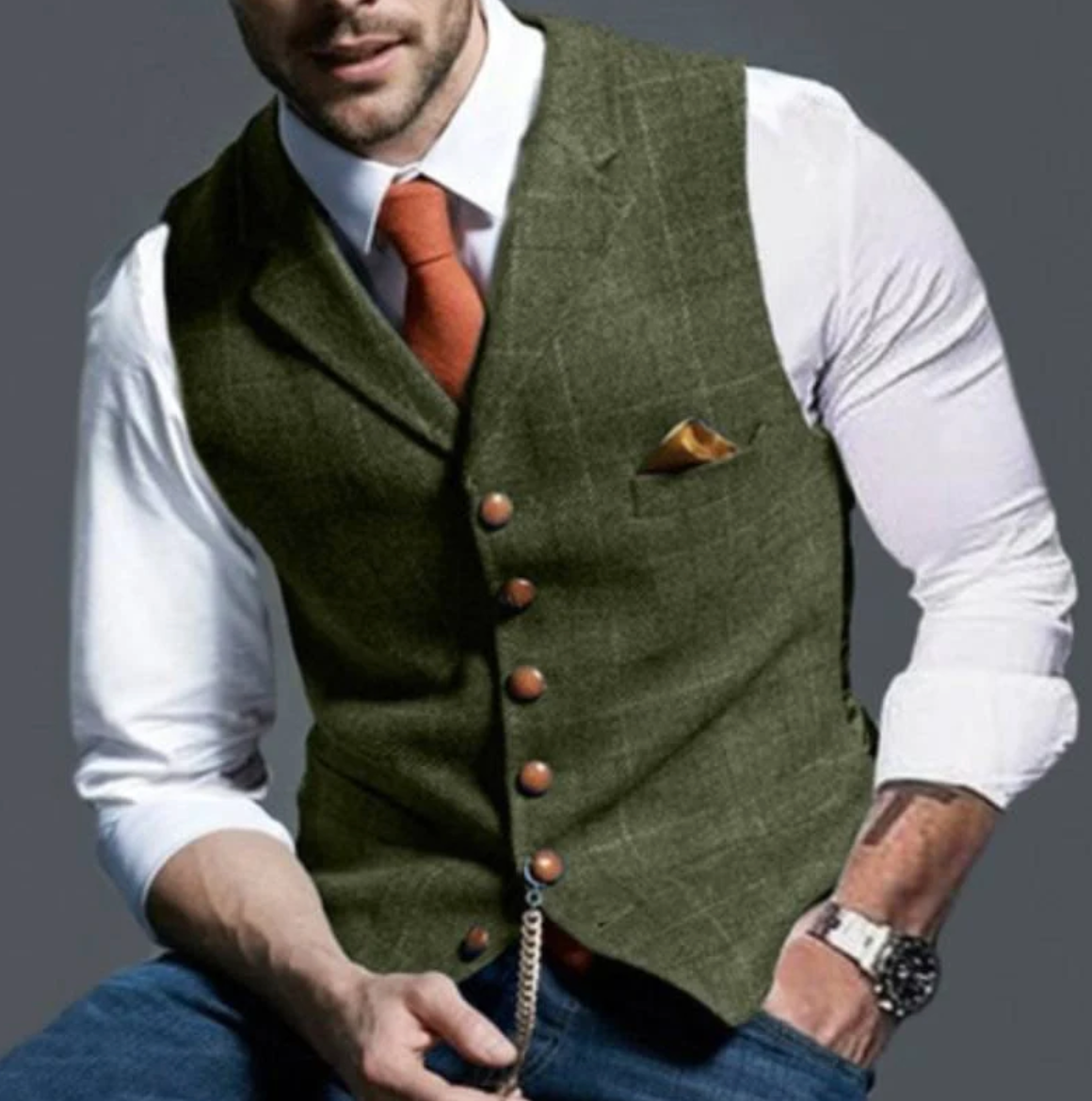 Men's Button Front Tailored Vest