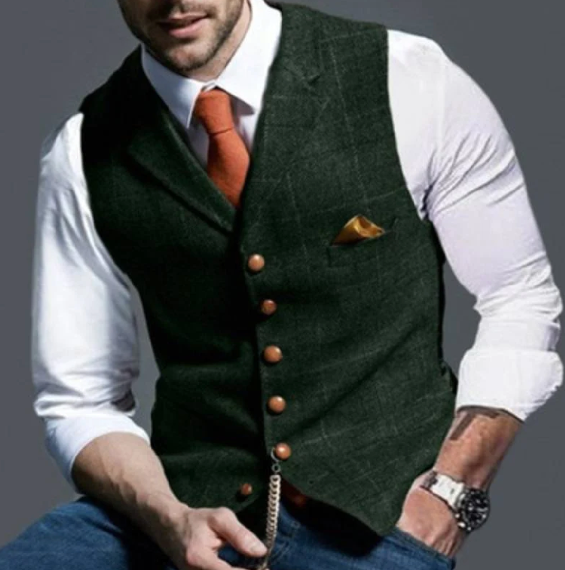 Men's Button Front Tailored Vest