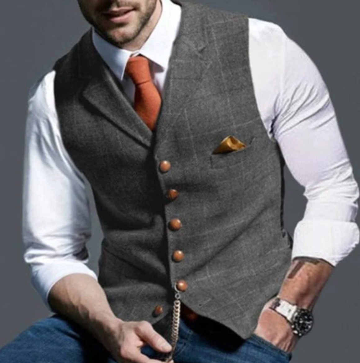 Men's Button Front Tailored Vest