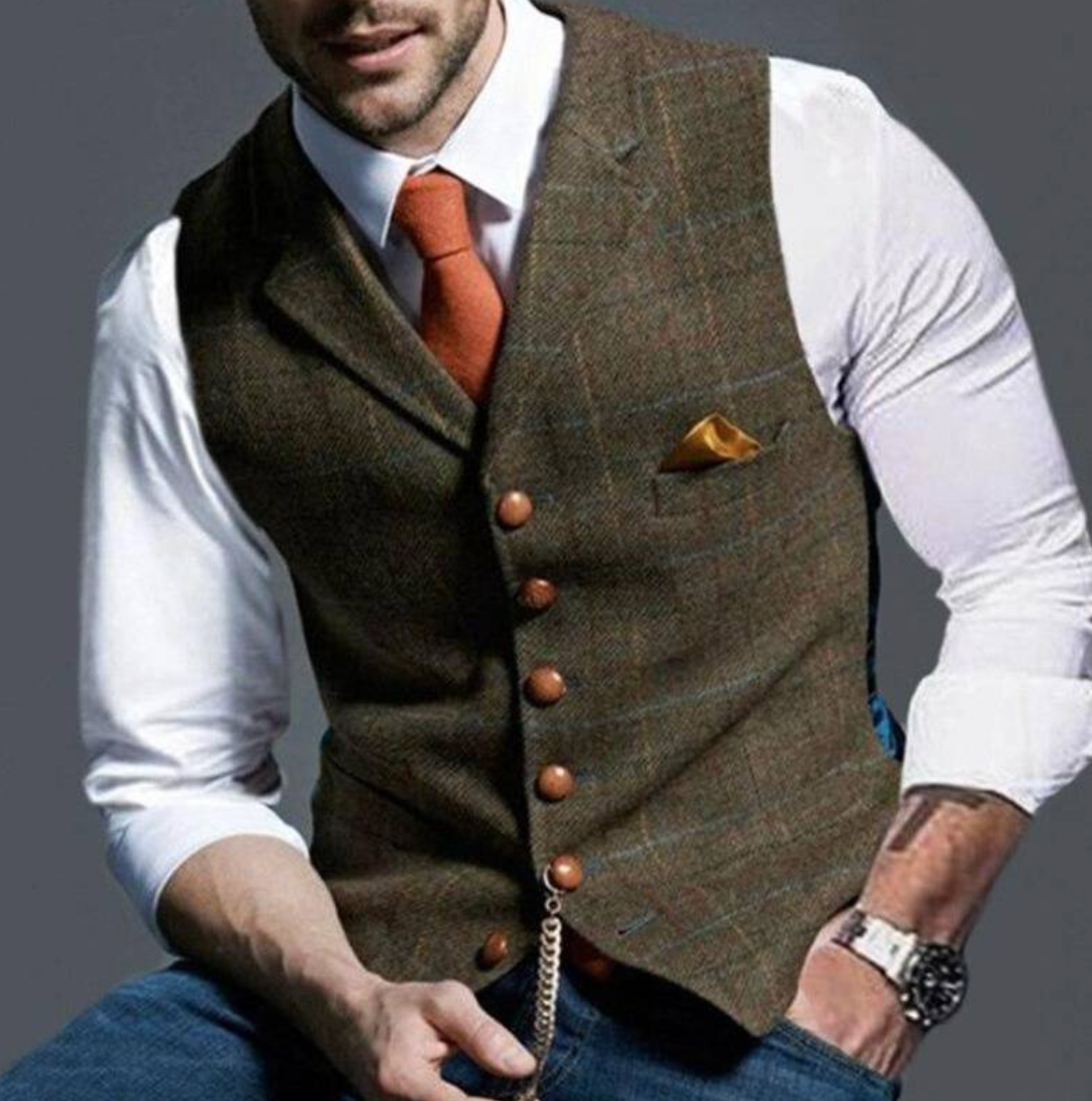 Men's Button Front Tailored Vest