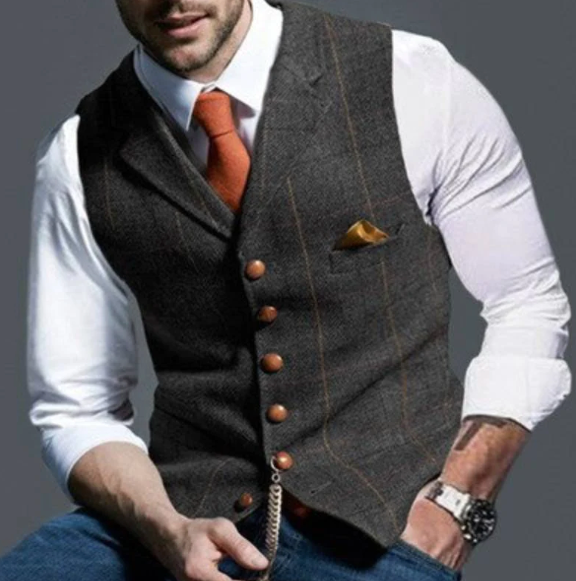 Men's Button Front Tailored Vest