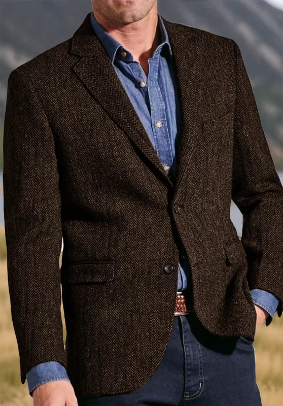 Notch lapel two-button blazer, coffee color view