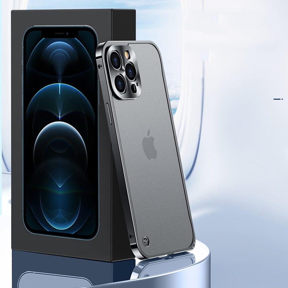 Smartphone with Apple logo on a reflective surface
