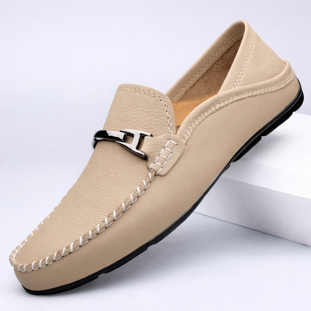 Structured soft-step loafers, khaki color view