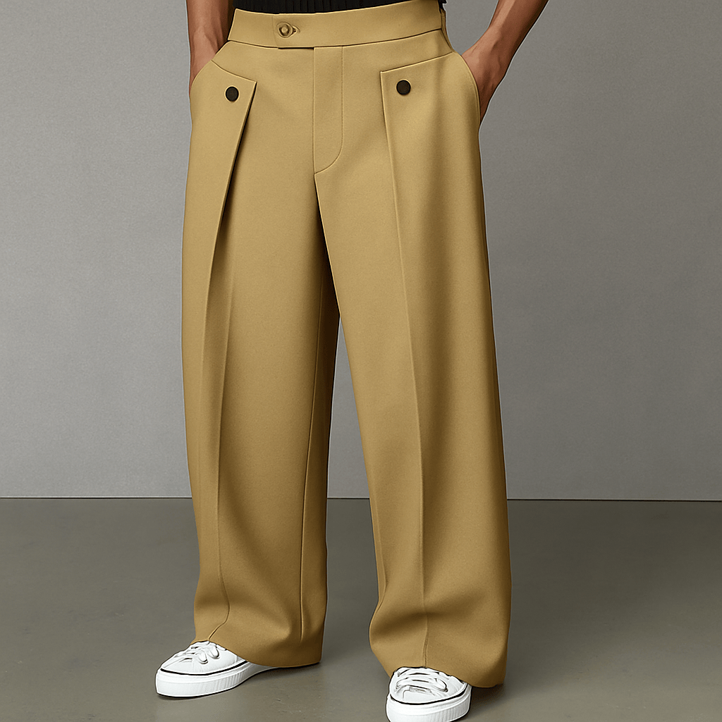 Men's Pleated Wide-Leg Pants