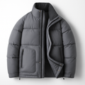 Cropped boxy puffer jacket, front view
