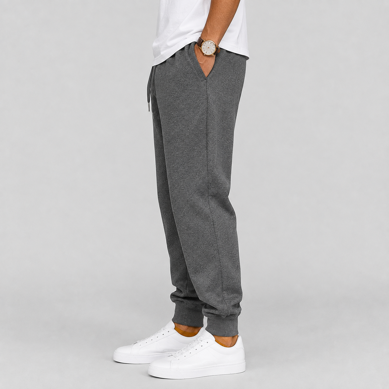Regular fit stretch joggers, side profile