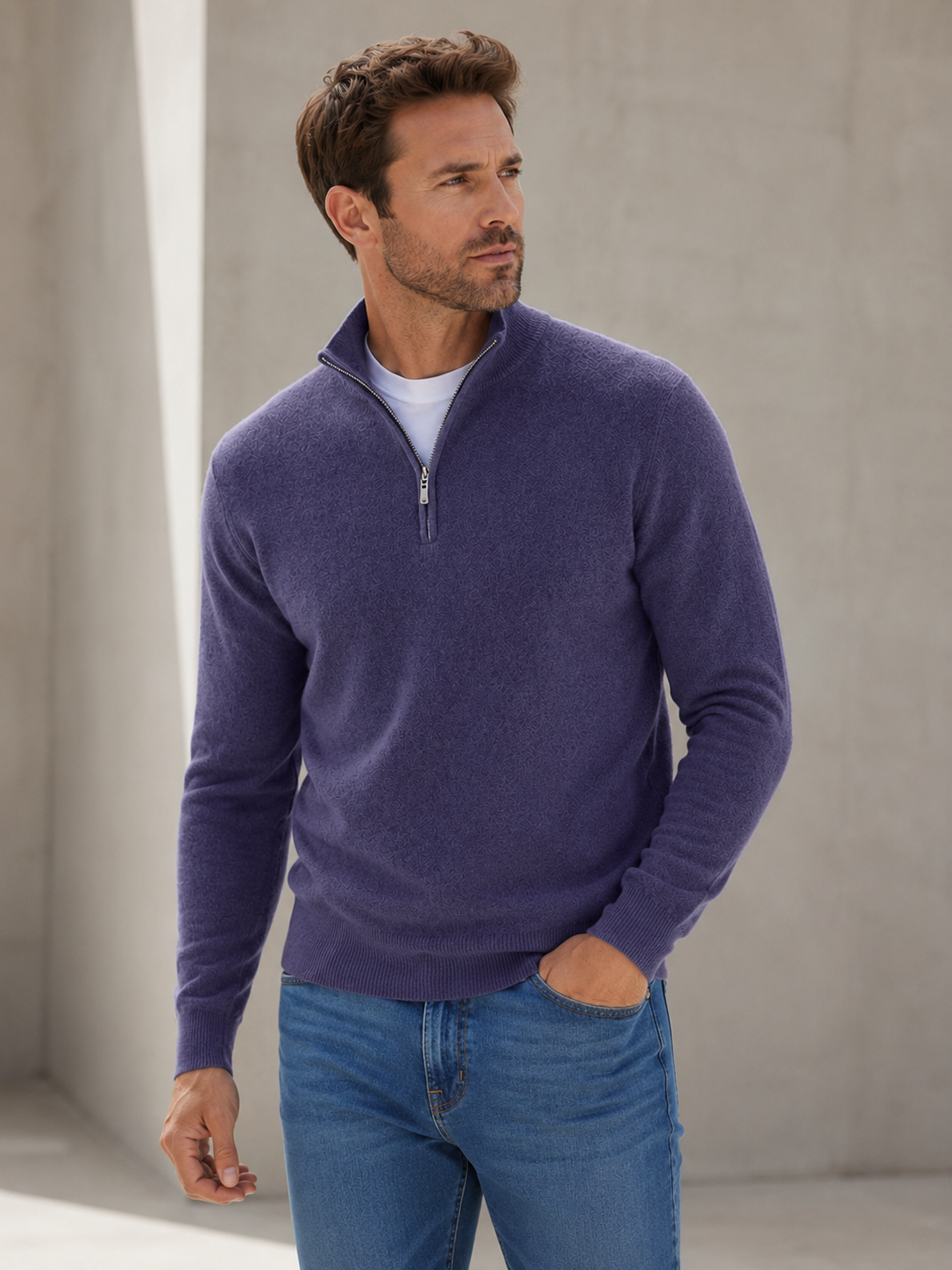 Men's Half-Zip Knit Sweater Pullover