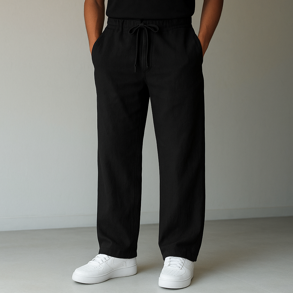 Drawstring linen trousers, alternate color view