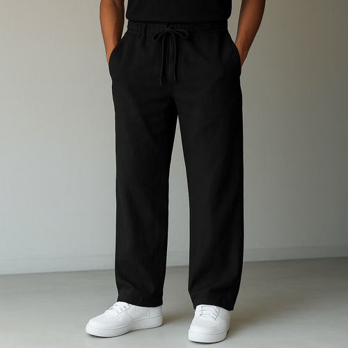 Drawstring linen trousers, alternate color view