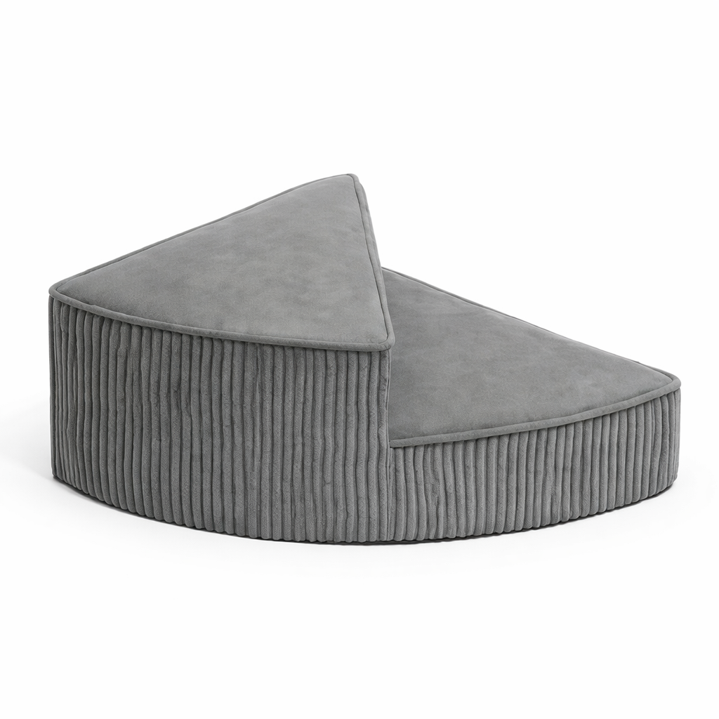 Orthopedic pet stairs, dark grey fabric 2-step with non-slip foam pads