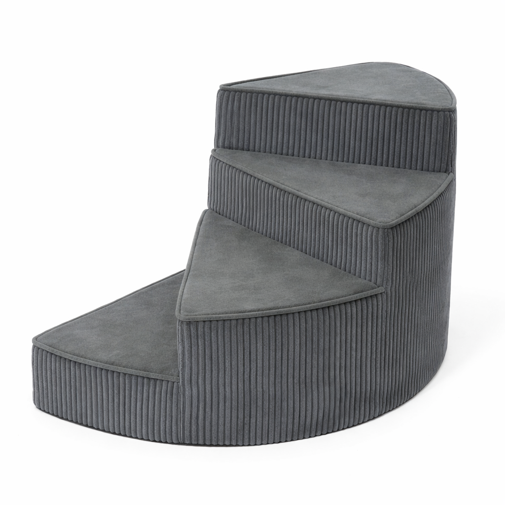 Orthopedic dog stairs, dark gray 3-step foam with non-slip treads