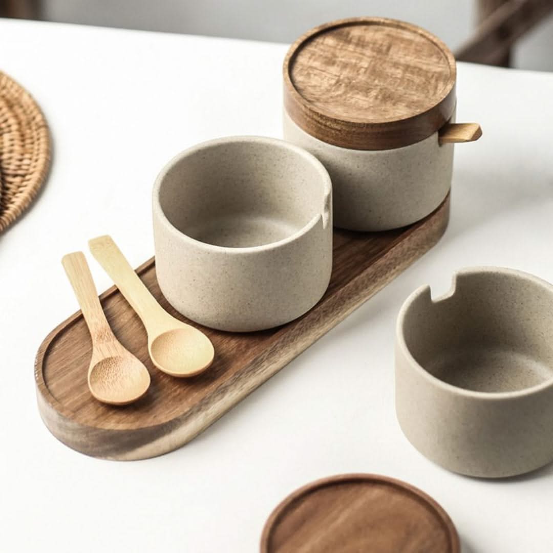 Ceramic Condiment Storage Jar Set