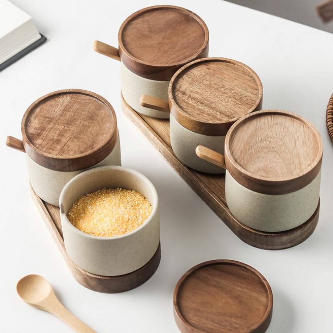 Ceramic Condiment Storage Jar Set