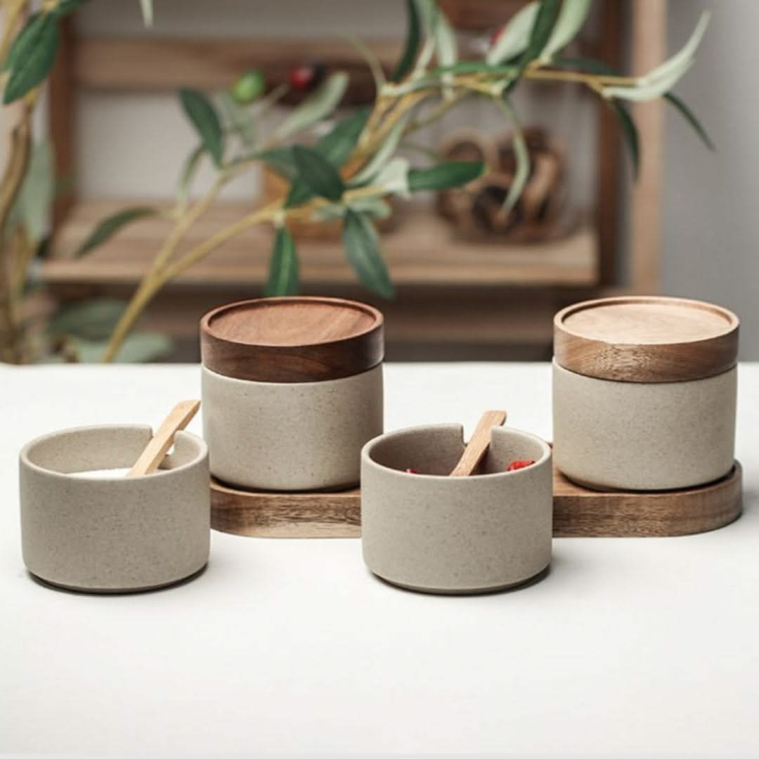 Ceramic Condiment Storage Jar Set