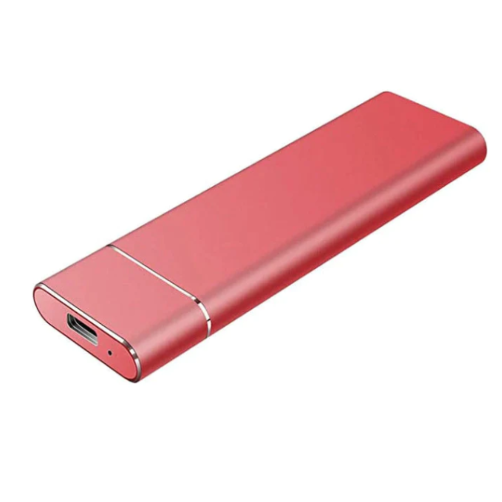 Red USB drive on a white background