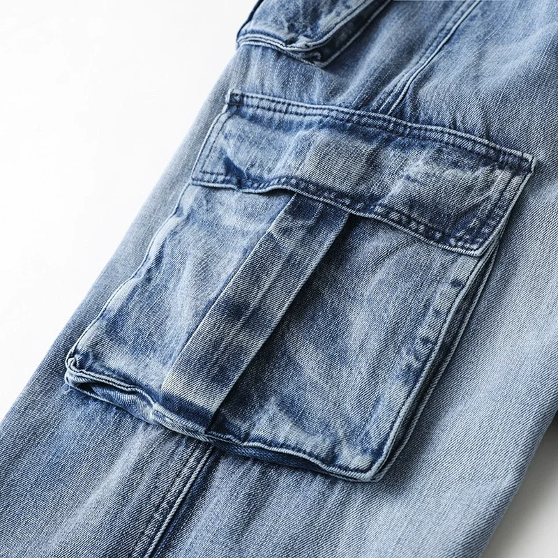 Faded wash utility cargo pants, final detail view
