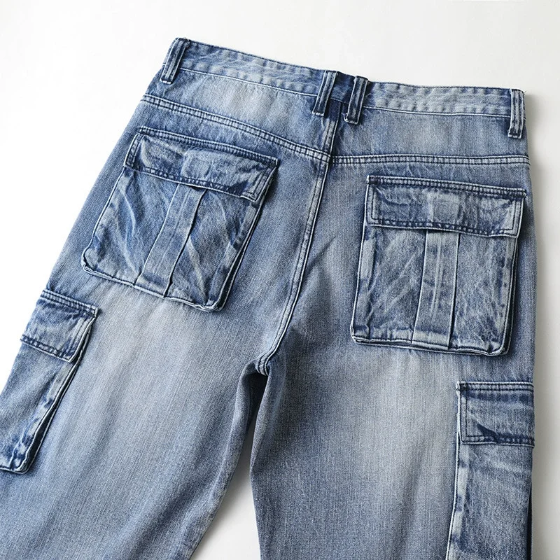 Faded wash utility cargo pants, full look styled view