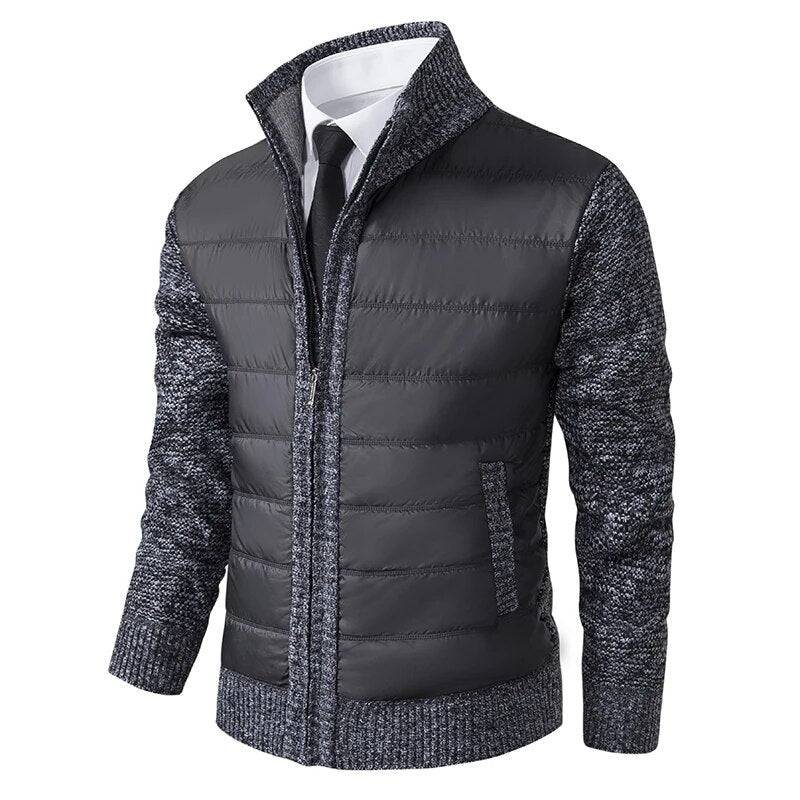 Men's Quilted Front Knit Zip Jacket