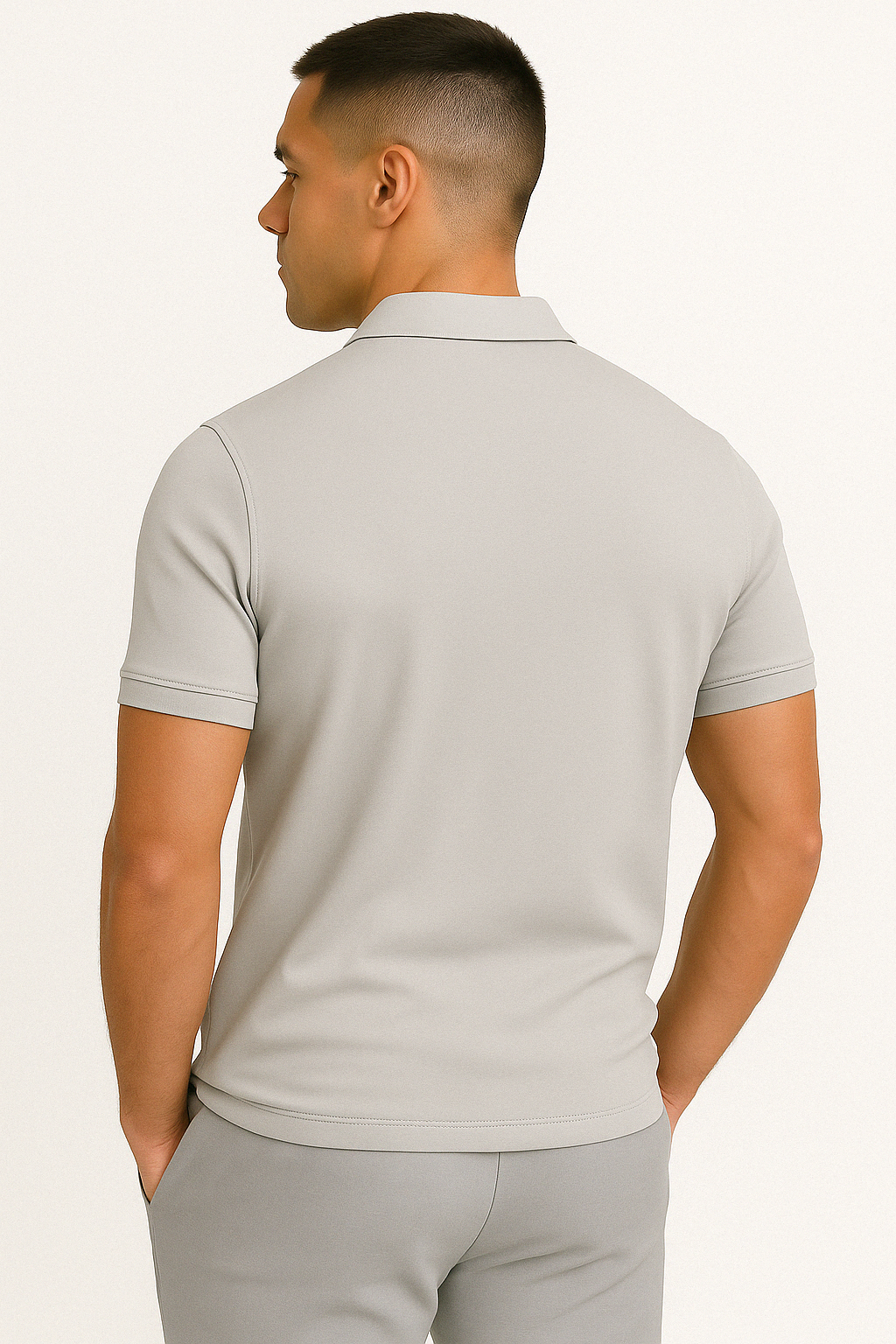Slim fit half-zip polo, gray color view