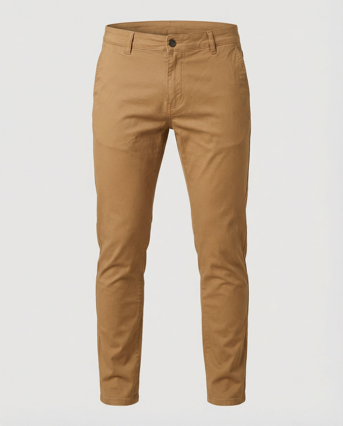 Slim tapered chino pants, flat front, khaki tan color