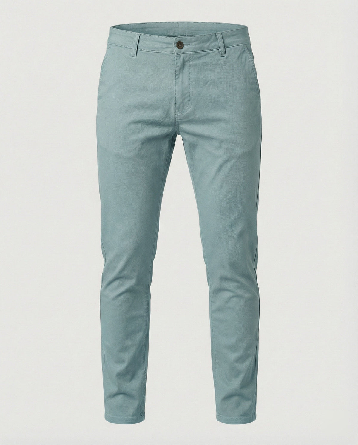 Slim tapered chino pants, flat front, light sky blue color
