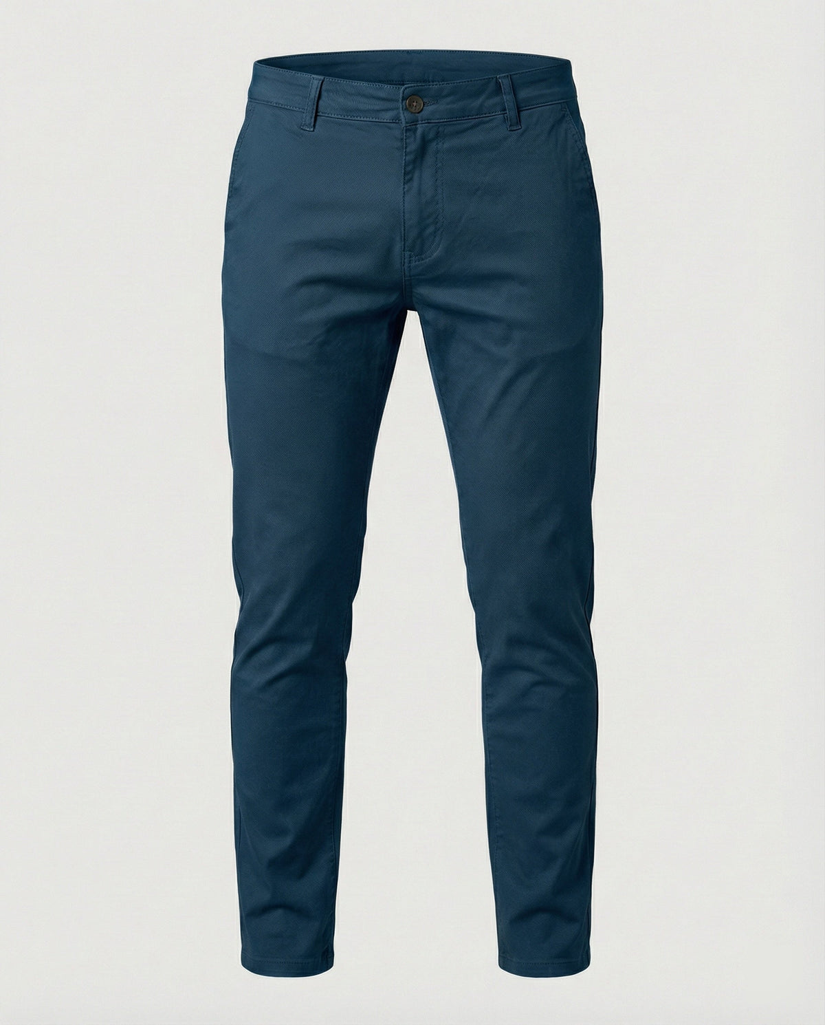 Slim tapered chino pants, flat front, navy blue color
