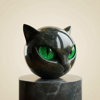 Black Cat Head Sculpture