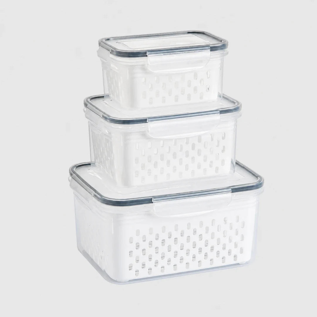 3-in-1 Fridge Storage Set with Drain Baskets