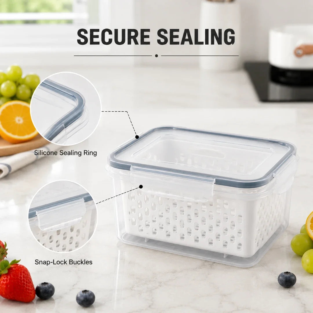 3-in-1 Fridge Storage Set with Drain Baskets