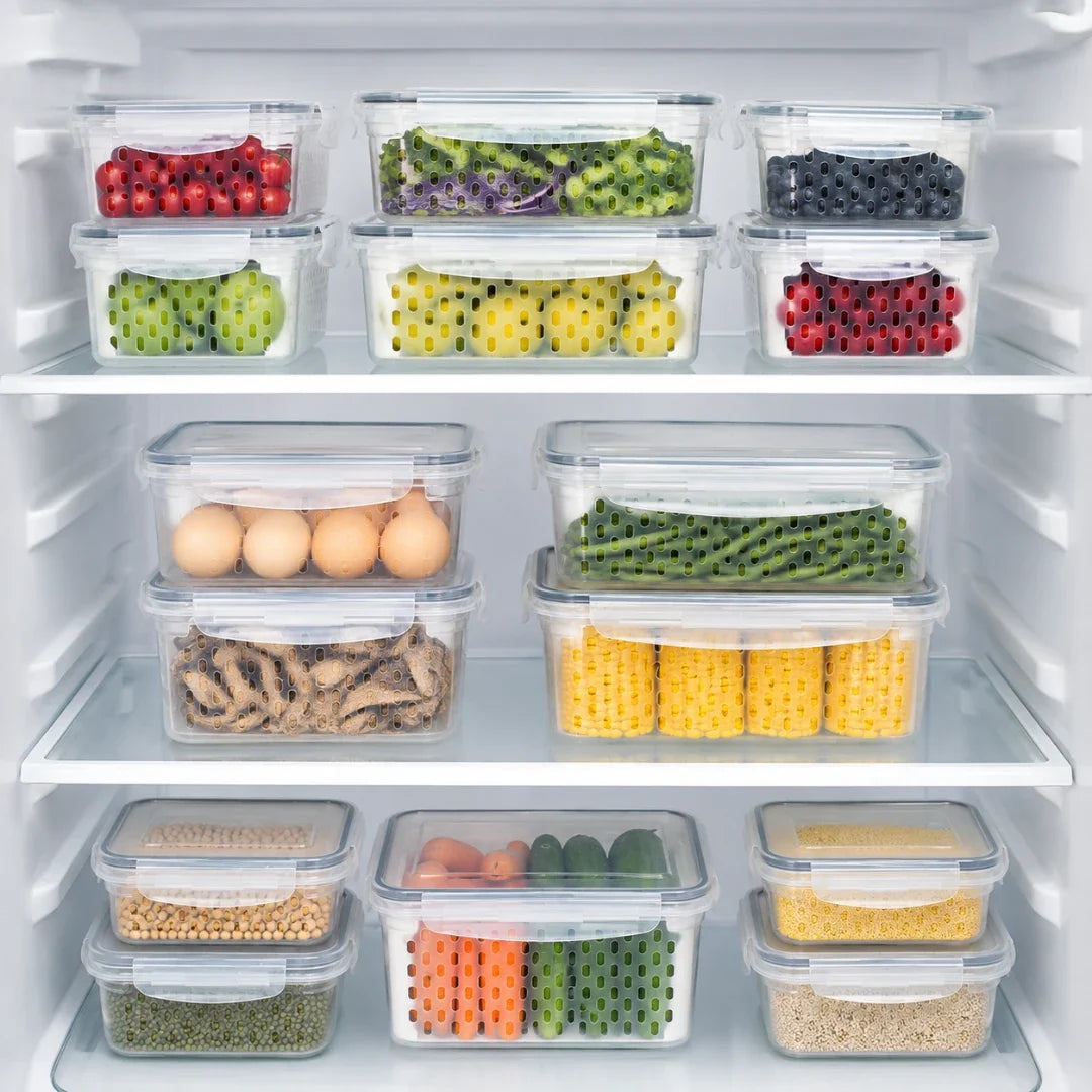 3-in-1 Fridge Storage Set with Drain Baskets