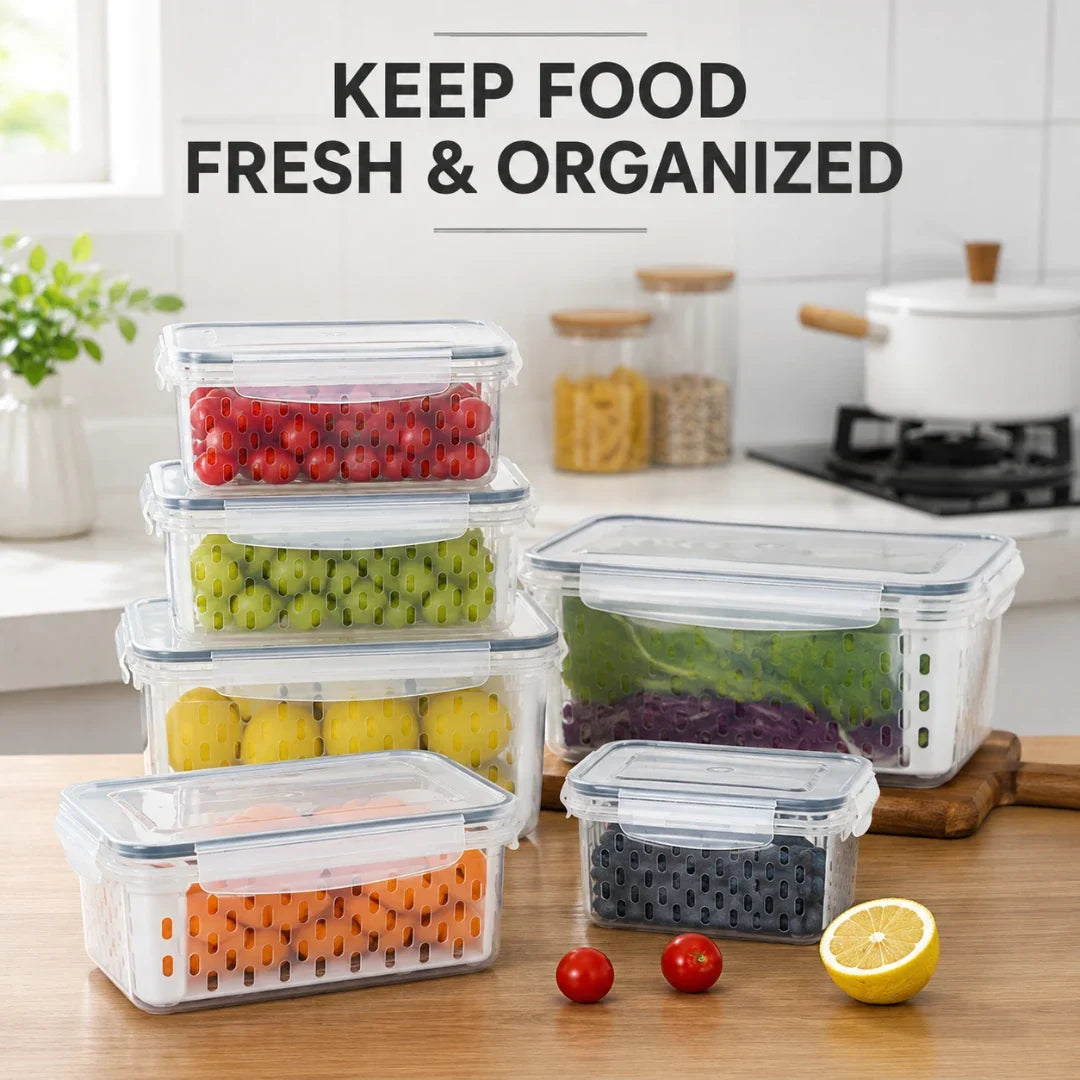 3-in-1 Fridge Storage Set with Drain Baskets