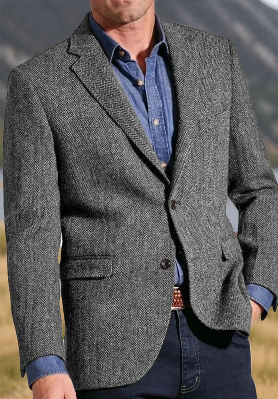 Notch lapel two-button blazer, grey color view