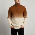 Tailored ombre quarter-zip sweater, texture close-up