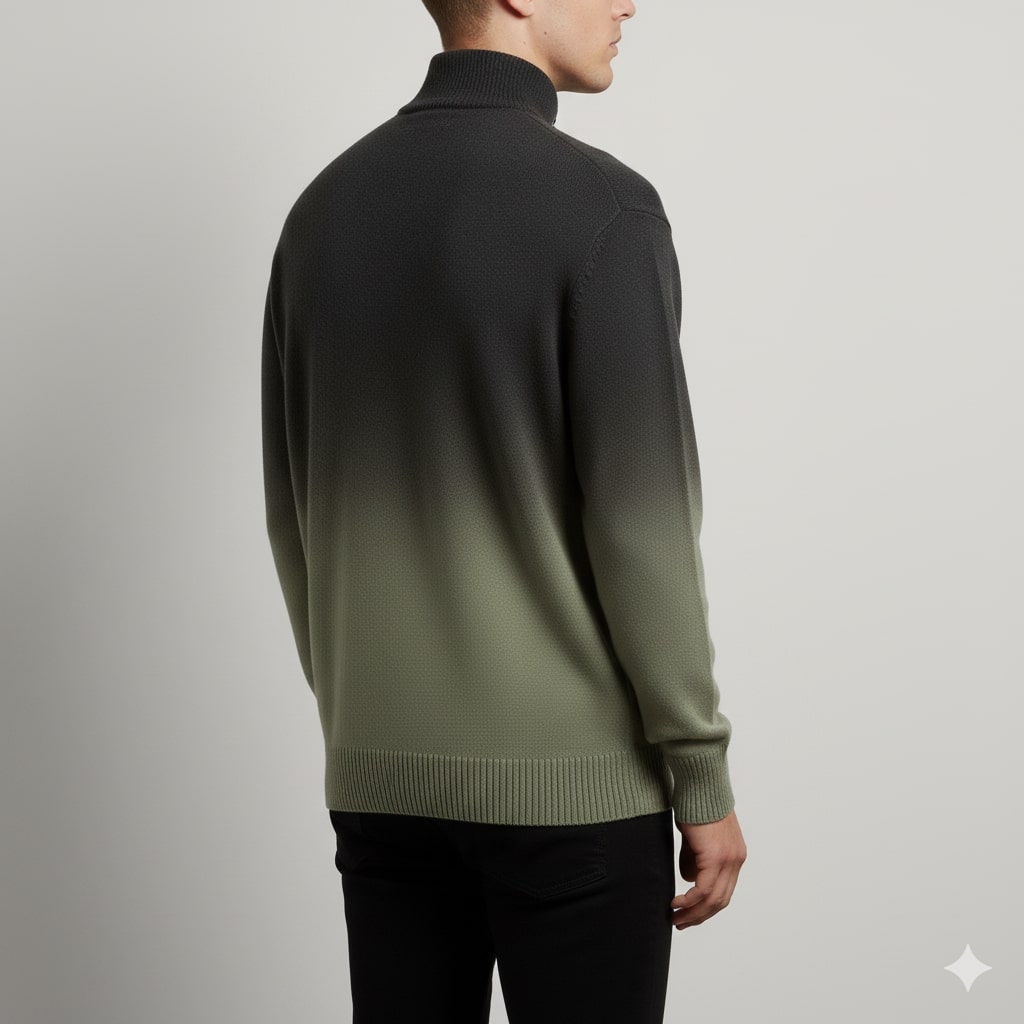 Tailored ombre quarter-zip sweater, additional styled view