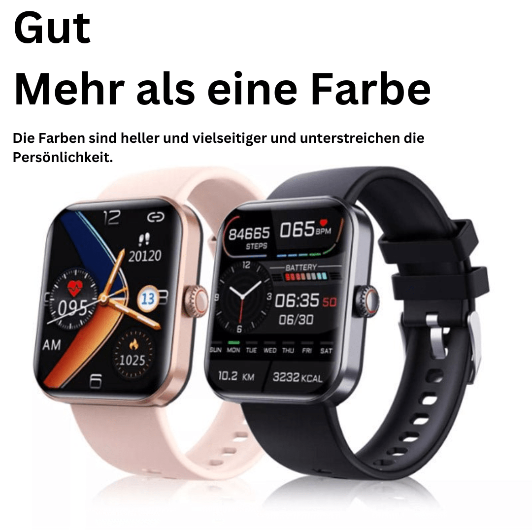 Two color options: rose-gold and black wellness watches with silicone straps