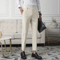 Refined slim-fit business trousers, apricot color view