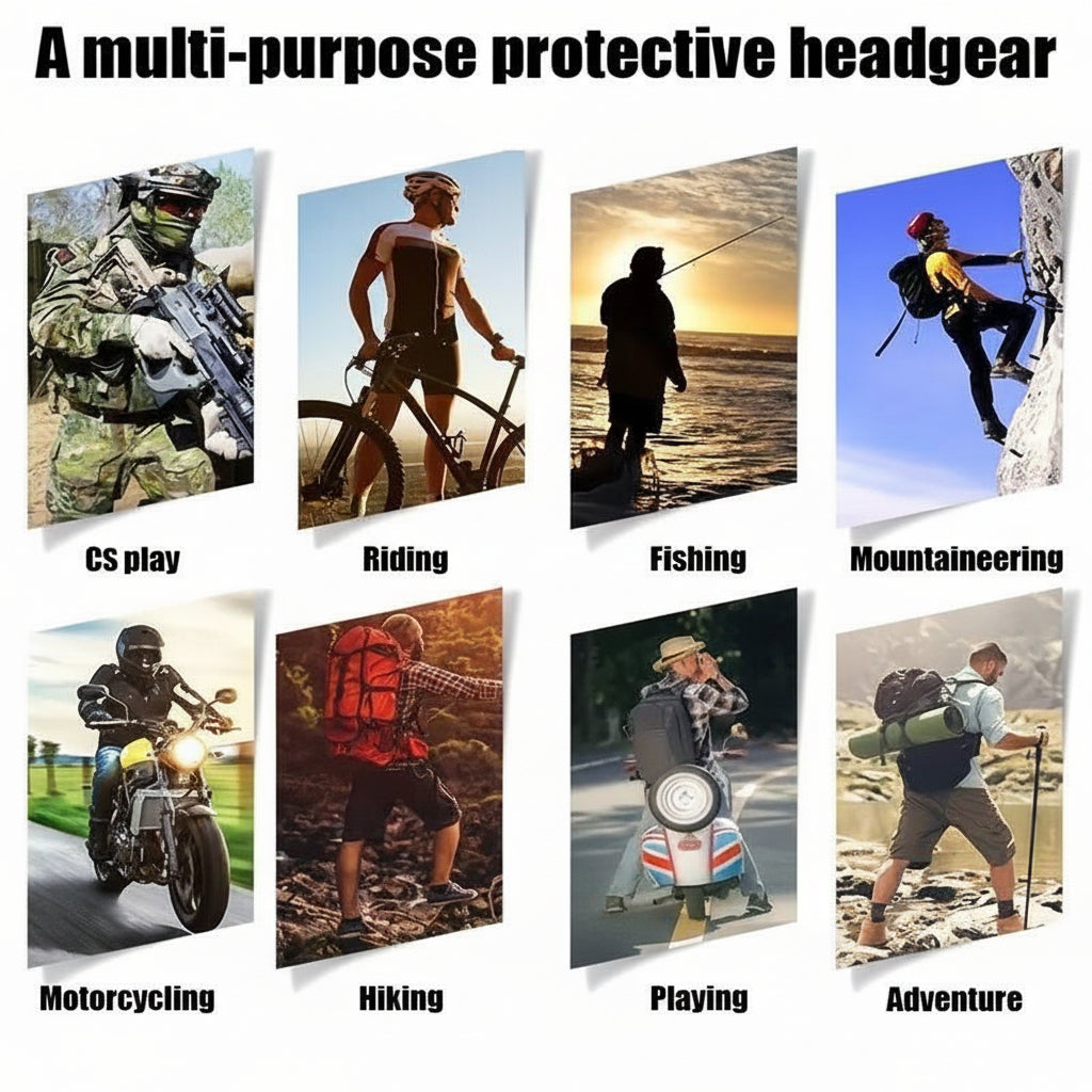 Windproof thermal face mask with mesh vent panel shown with outdoor activity icons
