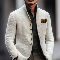 Men's Textured Stand Collar Blazer