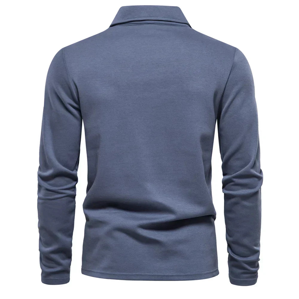 Men's Long-Sleeve Knit Polo Shirt