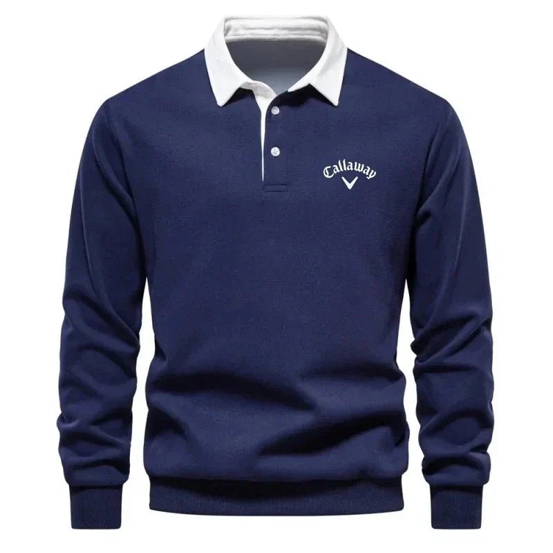 Men's Contrast Collar Knit Polo Sweater
