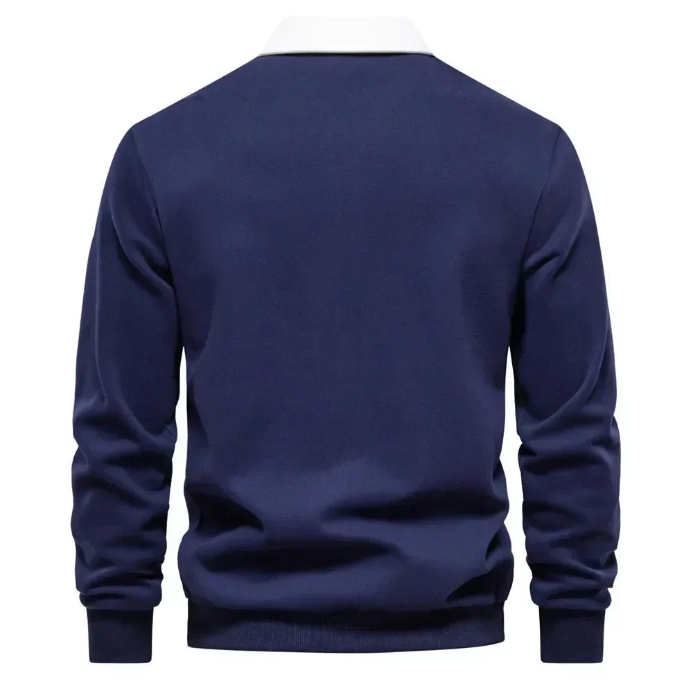 Men's Contrast Collar Knit Polo Sweater
