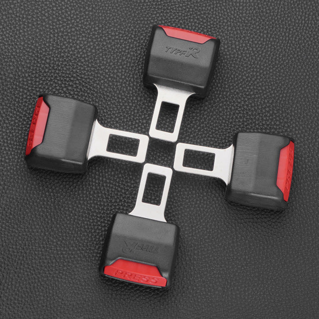 Car seat belt extender, black connector set with red release tabs