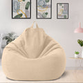 Beige ergonomic bean bag cover with top handle and rounded bean shape
