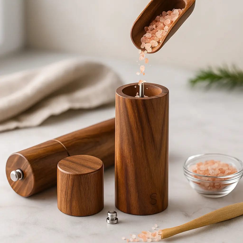 Wooden Seasoning Set Salt and Pepper Grinders