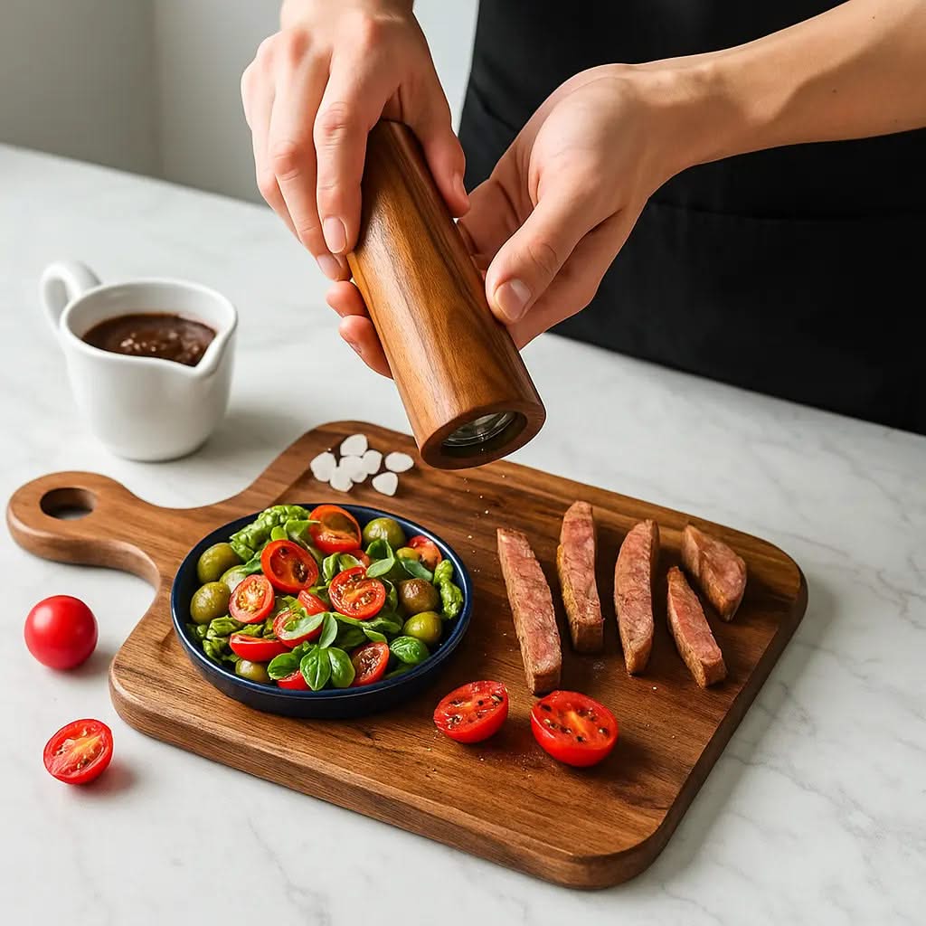 Wooden Seasoning Set Salt and Pepper Grinders